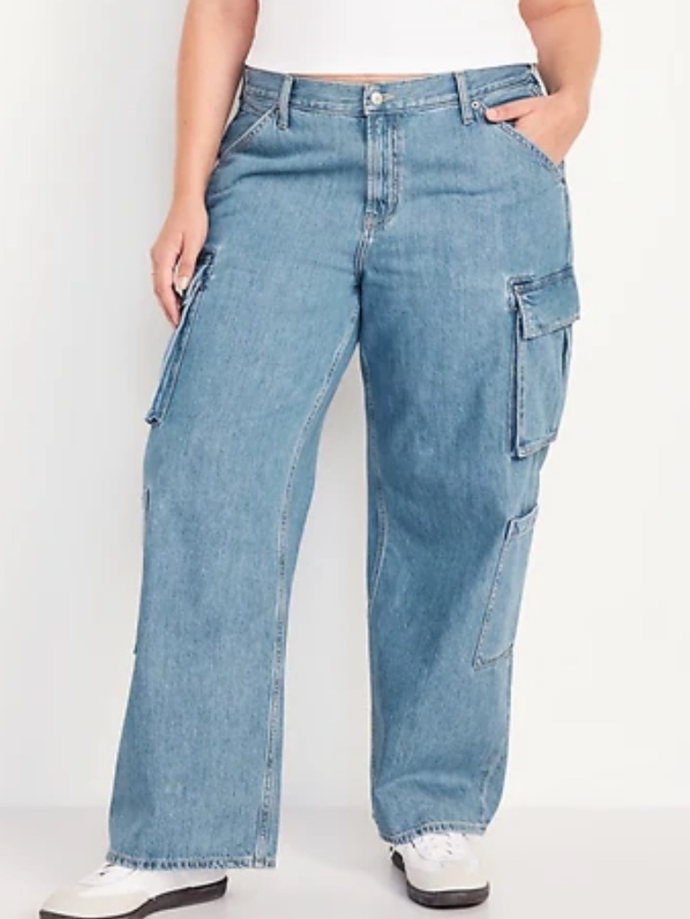 Old Navy Light Blue Wide-Leg Cargo Jeans